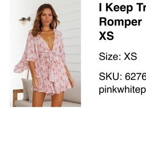 Hello Molly Pink and White Floral Romper